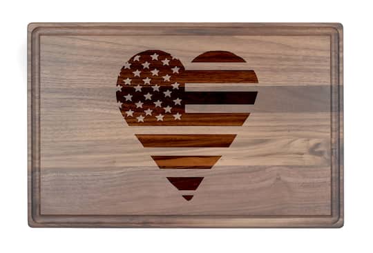 17&#x22; Heart Flag Cutting Board